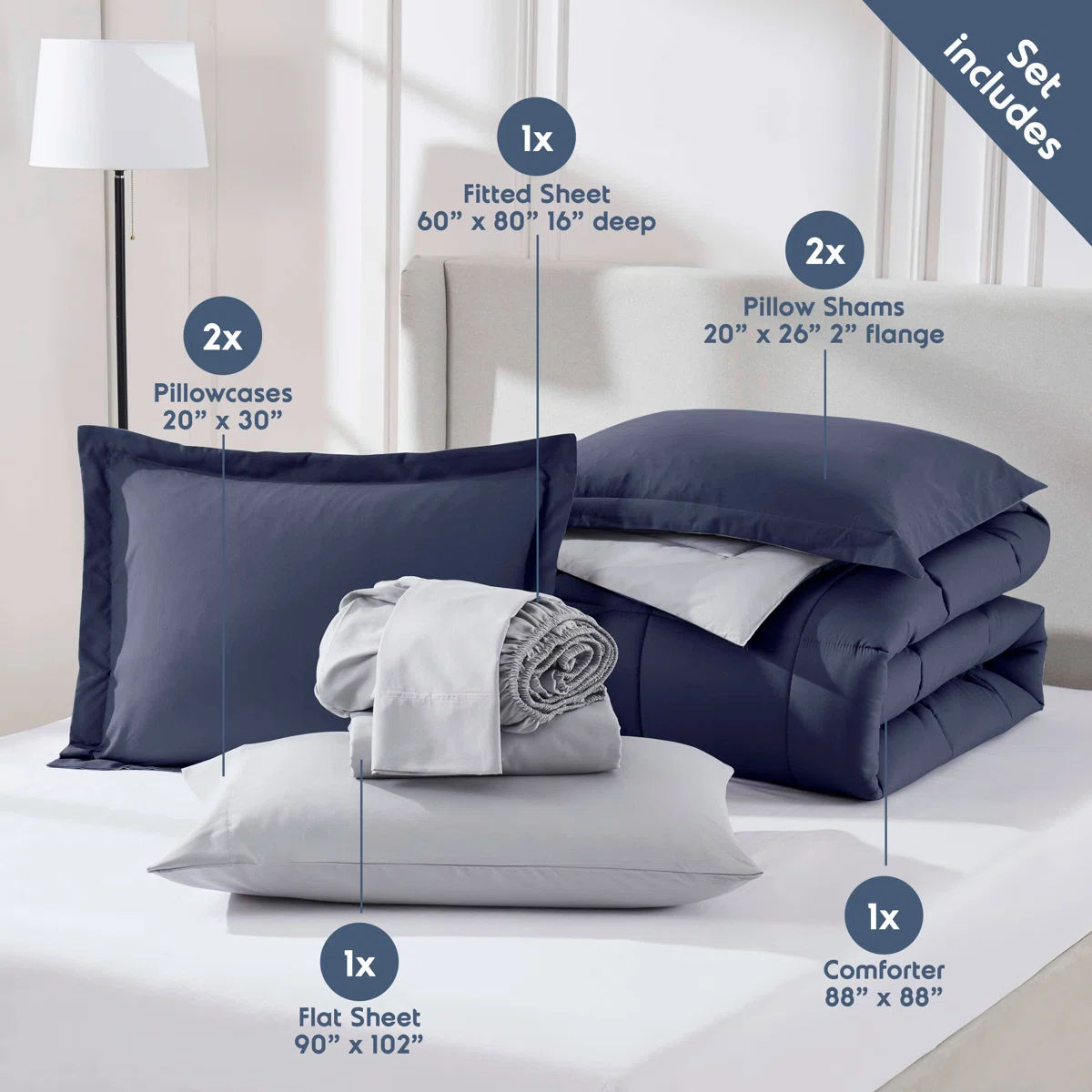 Bed-in-A-Bag Reversible Comforter Set with Bed Sheets thumbnail 3